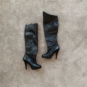 Vintage 100% lather black knee boots